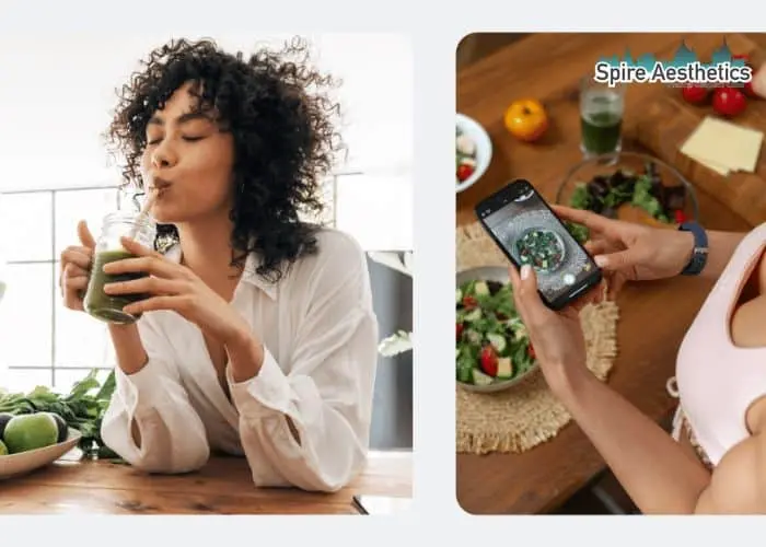 Image of woman looking into her diet and fat freezing Dunstable to improve her health